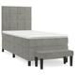 vidaXL Sommier à lattes de lit et matelas Gris clair 90x190 cm Velours - 90 x 190 cm