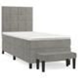 vidaXL Sommier à lattes de lit et matelas Gris clair 90x200 cm Velours - 90 x 200 cm