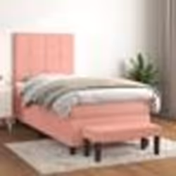 vidaXL Sommier à lattes de lit avec matelas Rose 90x200 cm Velours - 90 x 200 cm