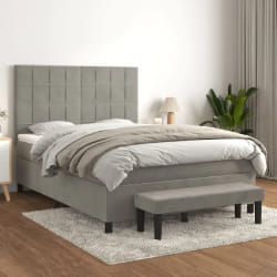 vidaXL Sommier à lattes 140x200 cm - Velours gris clair