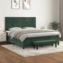 vidaXL Sommier à lattes de lit et matelas Vert foncé 160x200cm Velours - 160 x 200 cm