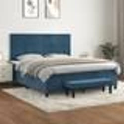 vidaXL Sommier à lattes de lit et matelas Bleu foncé 180x200cm Velours - 180 x 200 cm