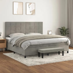 VidaXL Sommier à Lattes et Matelas - Gris Clair, 200x200 cm