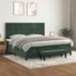 vidaXL Sommier à lattes de lit et matelas Vert foncé 200x200cm Velours - 200 x 200 cm