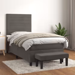 3137870 vidaXL Lit à sommier tapissier et matelas Gris foncé 80x200 cm Velours