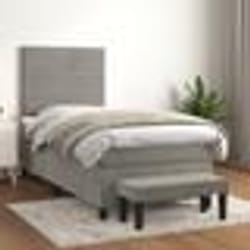 vidaXL Sommier à lattes de lit et matelas Gris clair 90x190 cm Velours - 90 x 190 cm