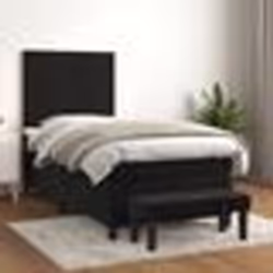 vidaXL Sommier à lattes de lit avec matelas Noir 90x190 cm Velours - 90 x 190 cm