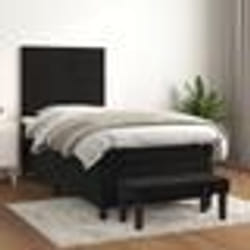 vidaXL Sommier à lattes de lit avec matelas Noir 90x190 cm Velours - 90 x 190 cm