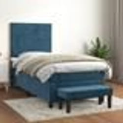 vidaXL Sommier à lattes de lit avec matelas Bleu foncé 90x190 cm - 90 x 190 cm