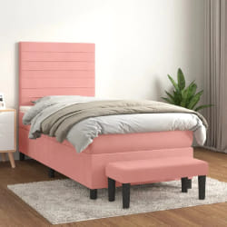 VIDAXL Sommier à Lattes Matelas Rose 100x200 cm Velours