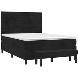 vidaXL Sommier à lattes de lit avec matelas Noir 140x190 cm Velours - 140 x 190 cm