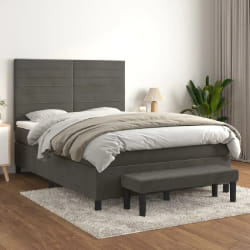 vidaXL Sommier avec Matelas - Gris foncé 140x200 cm Velours