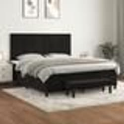 vidaXL Sommier à lattes de lit avec matelas Noir 180x200 cm Velours - 180 x 200 cm
