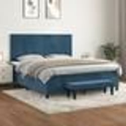 vidaXL Sommier à lattes de lit et matelas Bleu foncé 180x200cm Velours - 180 x 200 cm