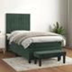 vidaXL Sommier à lattes de lit avec matelas Vert foncé 90x200 cm - 90 x 200 cm