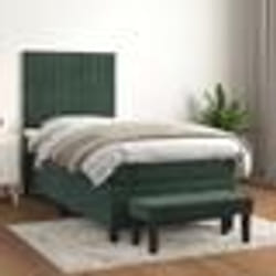 vidaXL Sommier à lattes de lit avec matelas Vert foncé 100x200 cm - 100 x 200 cm