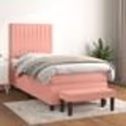 vidaXL Sommier à lattes de lit avec matelas Rose 100x200 cm Velours - 100 x 200 cm