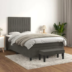 vidaXL Sommier avec matelas 120x200 cm - Velours Gris foncé