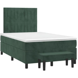 Vidaxl - Sommier À Lattes De Lit Et Matelas Vert Foncé 120x200cm Velours