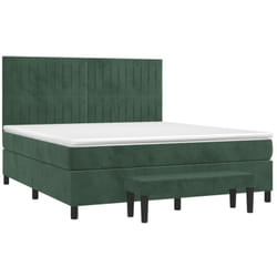vidaXL Sommier à lattes de lit et matelas Vert foncé 160x200cm Velours - 160 x 200 cm