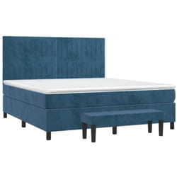 Vidaxl - Sommier À Lattes De Lit Et Matelas Bleu Foncé 160x200cm Velours