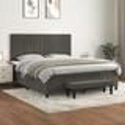 vidaXL Sommier à lattes de lit et matelas Gris foncé 180x200cm Velours - 180 x 200 cm