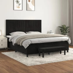 vidaXL Sommier à lattes de lit avec matelas Noir 180x200 cm Velours - 180 x 200 cm