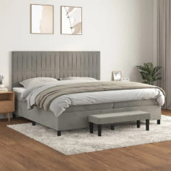VIDAXL - Sommier Velours Gris Clair 200x200 cm