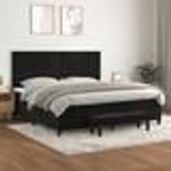 vidaXL Sommier à lattes de lit et matelas Noir 200x200 cm Velours - 200 x 200 cm