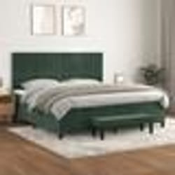 vidaXL Sommier à lattes de lit et matelas Vert foncé 200x200cm Velours - 200 x 200 cm
