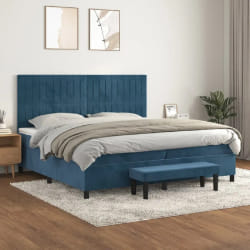 vidaXL Sommier à lattes de lit avec matelas - Bleu foncé