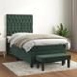 vidaXL Sommier à lattes de lit et matelas Vert foncé 80x200 cm Velours - 80 x 200 cm