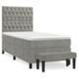 vidaXL Sommier à lattes de lit et matelas Gris clair 90x190 cm Velours - 90 x 190 cm