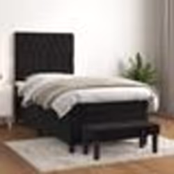 vidaXL Sommier à lattes de lit avec matelas Noir 90x190 cm Velours - 90 x 190 cm
