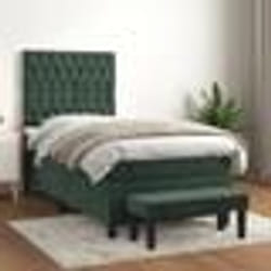 vidaXL Sommier à lattes de lit avec matelas Vert foncé 90x190 cm - 90 x 190 cm