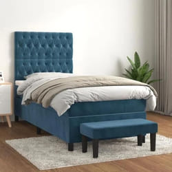 vidaXL Sommier à lattes de lit avec matelas Bleu foncé 90x190 cm - 90 x 190 cm