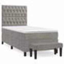 vidaXL Sommier à lattes de lit et matelas Gris clair 100x200cm Velours - 100 x 200 cm