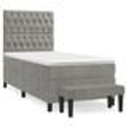 vidaXL Sommier à lattes de lit et matelas Gris clair 100x200cm Velours - 100 x 200 cm