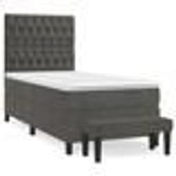 vidaXL Sommier à lattes de lit avec matelas Gris foncé 100x200 cm - 100 x 200 cm