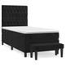 vidaXL Sommier à lattes de lit avec matelas Noir 100x200 cm Velours - 100 x 200 cm
