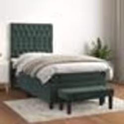 vidaXL Sommier à lattes de lit avec matelas Vert foncé 100x200 cm - 100 x 200 cm