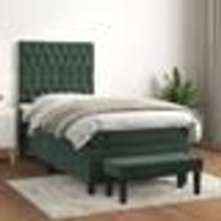 vidaXL Sommier à lattes de lit avec matelas Vert foncé 100x200 cm - 100 x 200 cm
