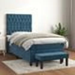 vidaXL Sommier à lattes de lit avec matelas Bleu foncé 100x200 cm - 100 x 200 cm