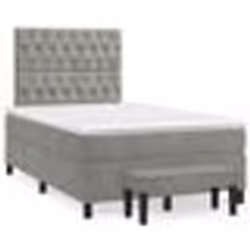 vidaXL Sommier à lattes de lit et matelas Gris clair 120x200cm Velours - 120 x 200 cm