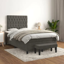 vidaXL Sommier à lattes de lit et matelas Gris foncé 120x200cm Velours - 120 x 200 cm