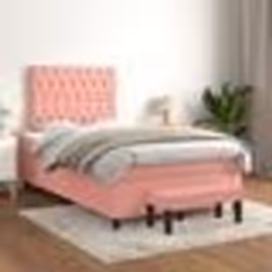 vidaXL Sommier à lattes de lit avec matelas Rose 120x200 cm Velours - 120 x 200 cm