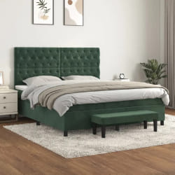 vidaXL Sommier à lattes de lit et matelas Vert foncé 160x200cm Velours - 160 x 200 cm