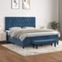 vidaXL Sommier à lattes de lit et matelas Bleu foncé 160x200cm Velours - 160 x 200 cm