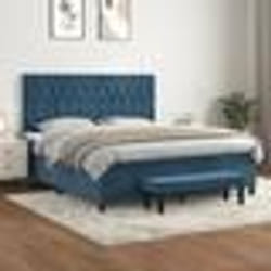 vidaXL Sommier à lattes de lit et matelas Bleu foncé 160x200cm Velours - 160 x 200 cm