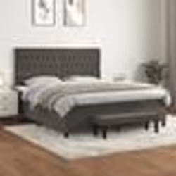 vidaXL Sommier à lattes de lit et matelas Gris foncé 180x200cm Velours - 180 x 200 cm
